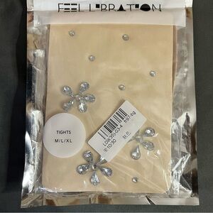 Feel Libration Embellished Sheer Tights in Nude fits all S, M, L,